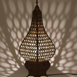 Moroccan Silver Metal Pendant Floor Lamp - Handcrafted Heritage