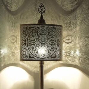 Moroccan Silver Metal Handmade Floor Lamp - Vintage Illumination