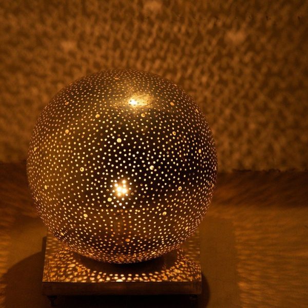 Moroccan Silver Metal Floor Lamp - Vintage Charm and Elegance