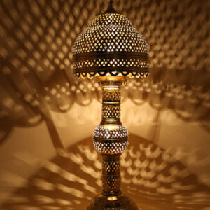 "Handcrafted Moroccan Floor Lamp in Silver Metal | Vintage Charm for Indoor & Outdoor Spaces"