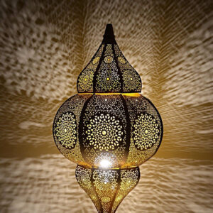 Moroccan Silver Metal Floor Lamp - Handcrafted Elegance