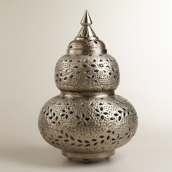 Elegant Moroccan Silver Metal Floor Lamp - Handmade Intricate Design