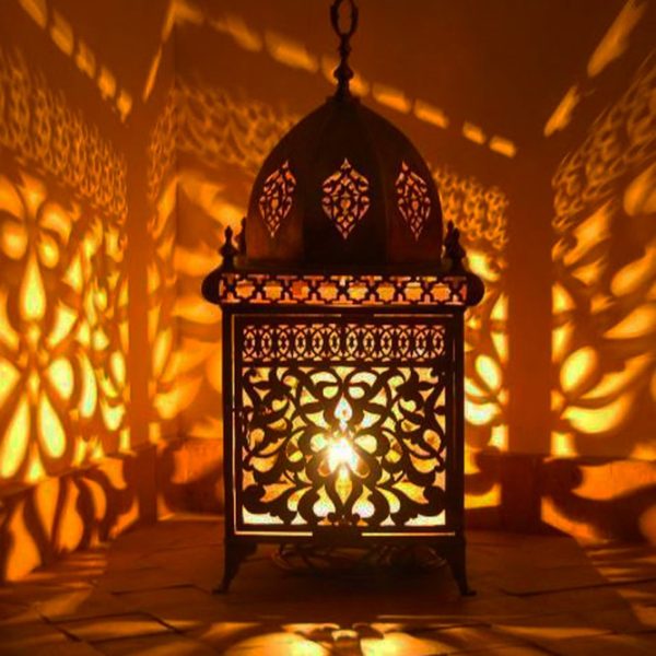 Moroccan Silver Metal Pendant Lamp - Handmade Traditional Lighting