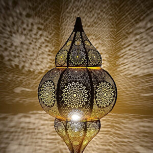 Moroccan Silver Metal Floor Lamp - Vintage Charm & Customizable
