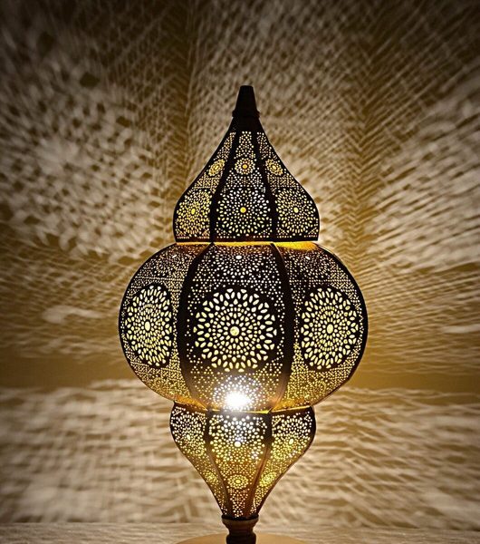 Moroccan Silver Metal Floor Lamp - Vintage Charm & Customizable