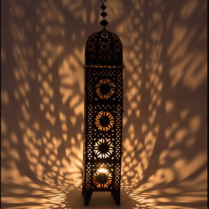 Moroccan Silver Metal Handcrafted Floor LampElevate Your Space with Vintage Charm