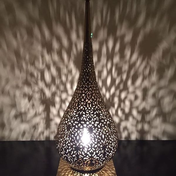 Moroccan Silver Metal Pendant Floor Lamps | Handcrafted Beauty for Indoor & Outdoor Settings