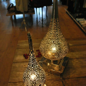 Moroccan Silver Metal Floor Lamp - Handcrafted Elegance