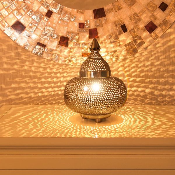 Moroccan Silver Metal Floor Lamp 125 - Handmade Vintage Illumination