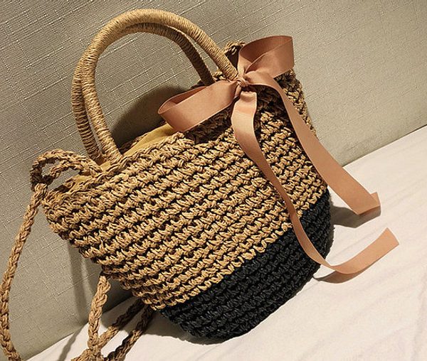 Eco-Friendly Handwoven French Market Basket - Versatile Design for Shopping, Beach, and Storage