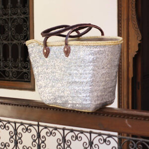 Handwoven Dark Brown Leather French Basket 108