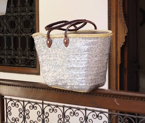 Handwoven Dark Brown Leather French Basket 108