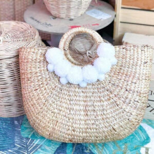 French Round Straw Basket | Eco-Friendly Handwoven Tote