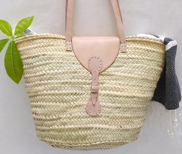 Pink Moroccan Handwoven French Market Basket - Ethical Chic Storage