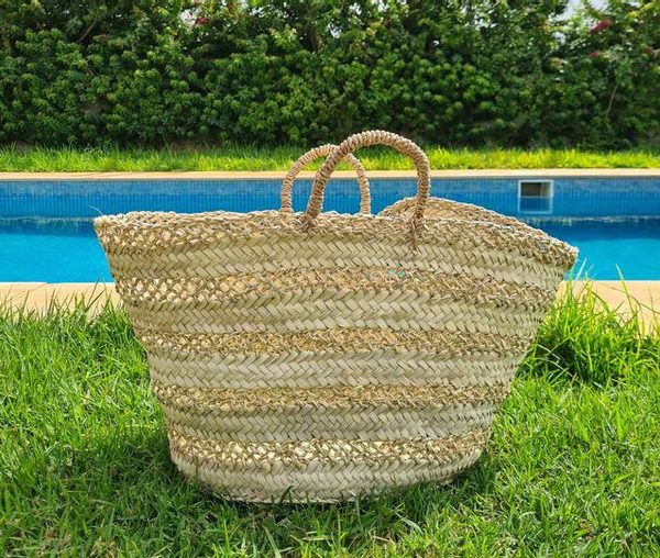 Eco-Friendly French Market Basket | Handwoven Moroccan Artisan Basket