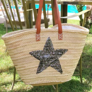 Eco-Friendly Handwoven French Market Basket with Leather Straps