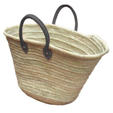Handwoven French Market Basket with Black Handles | Eco-Friendly & Stylish