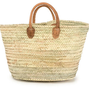 Handmade Moroccan French Market Basket with Leather Handles