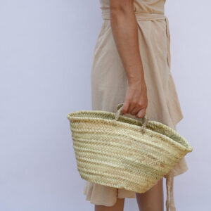 French Handwoven Market Basket - Eco-Friendly Moroccan Artisans Craftsmanship