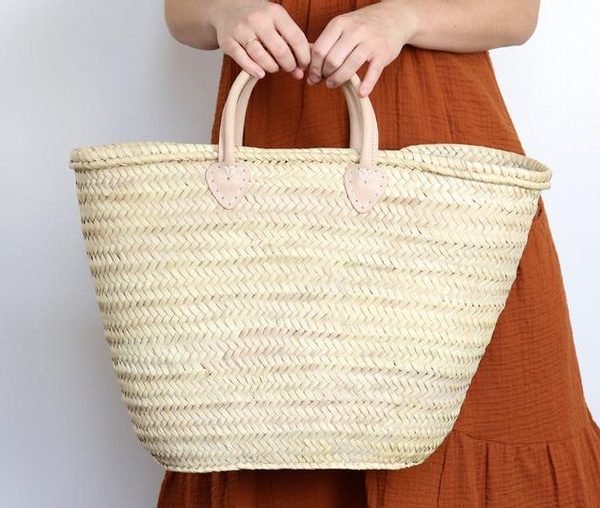 Handwoven French Market Basket by Berber Artisans - Eco-Friendly & Stylish