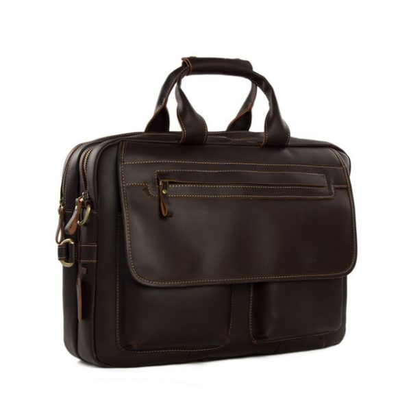 Dark Brown Moroccan Leather Laptop Bag | Handmade, Stylish
