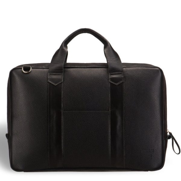 Handmade Black Pebble Leather Laptop Bag | Moroccan Artisans