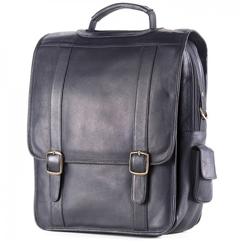 Handmade Black Leather Laptop Bag | Fez Tanneries