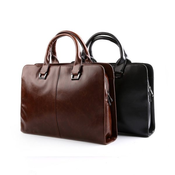 Moroccan Leather Laptop Bag - Mahogany & Black, Handcrafted