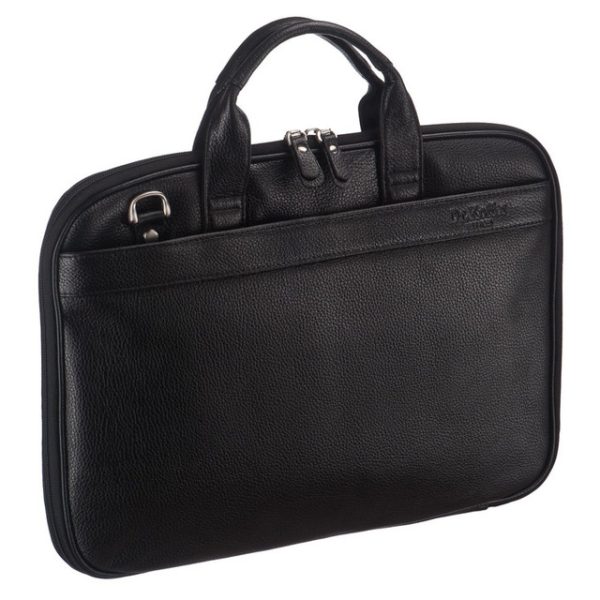 Handmade Black Leather Laptop Bag with Moroccan Craftsmanship