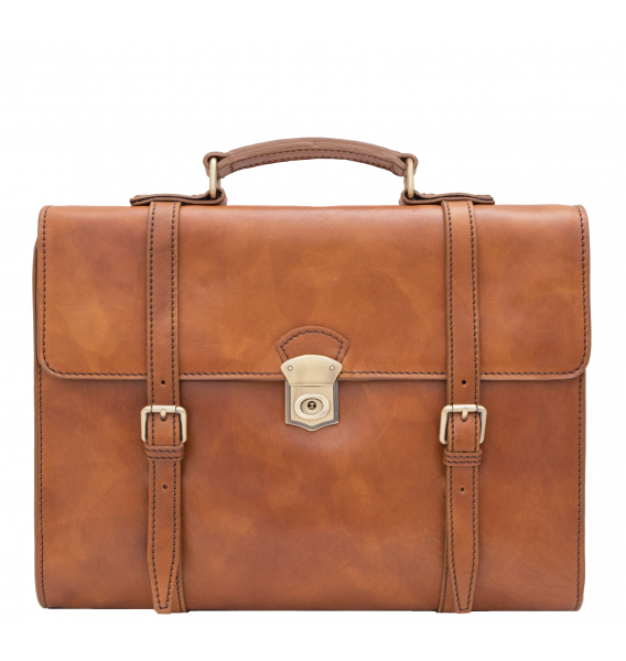 Vintage Hazelnut Leather Laptop Bag | Moroccan Handmade Luxe