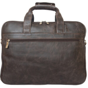Vintage Brown Handmade Moroccan Leather Laptop Bag with Main and Smaller Compartments