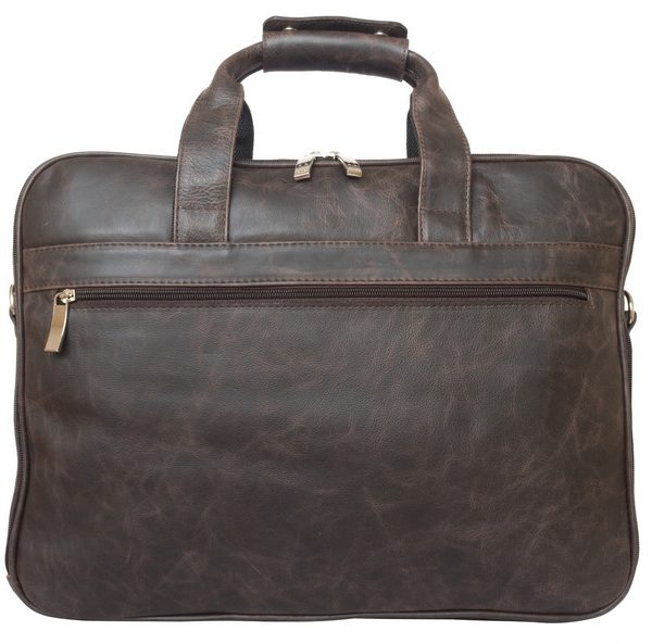 Vintage Brown Handmade Moroccan Leather Laptop Bag with Main and Smaller Compartments
