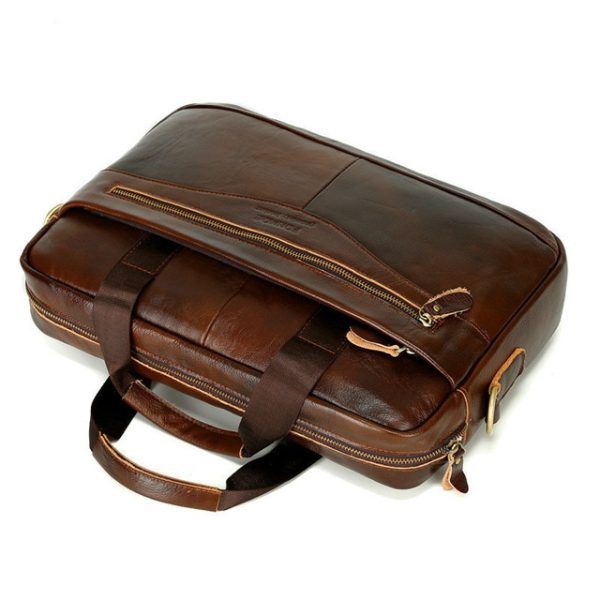 Vintage Brown Leather Laptop Bag | Stylish Moroccan Handcrafted Bag