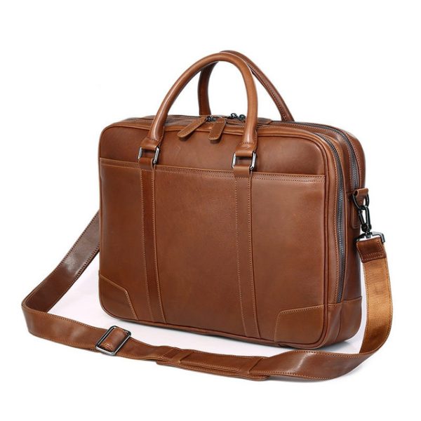 Dark Tan Moroccan Leather Laptop Bag - Handcrafted Premium Leather for Professionals on the Go