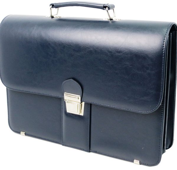 Navy Blue Moroccan Leather Laptop Bag | Handcrafted Premium Quality
