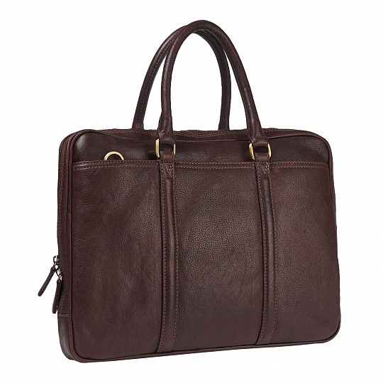 Luxury Walnut Brown Moroccan Leather Laptop Bag | Handmade