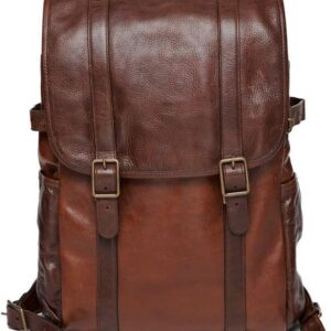 Elegant Moroccan Leather Backpack | Genuine Dark Brown Bag