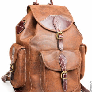 Luxury Saddle Tan Leather Backpack – Moroccan Artisan-Crafted