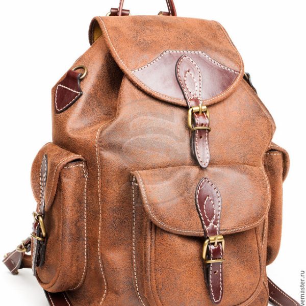 Luxury Saddle Tan Leather Backpack – Moroccan Artisan-Crafted
