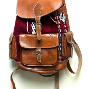 Moroccan Leather Kilim Design Backpack - Handcrafted Premium Leather