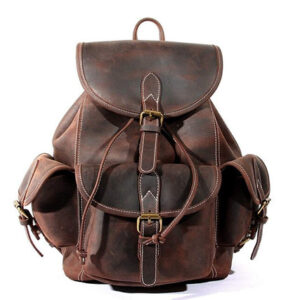Vintage Brown Moroccan Leather Backpack - Handcrafted Fez Tannery