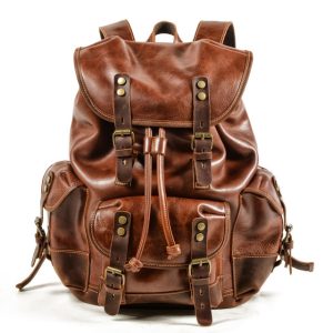 Brown Moroccan Leather Multi-Pocket Backpack