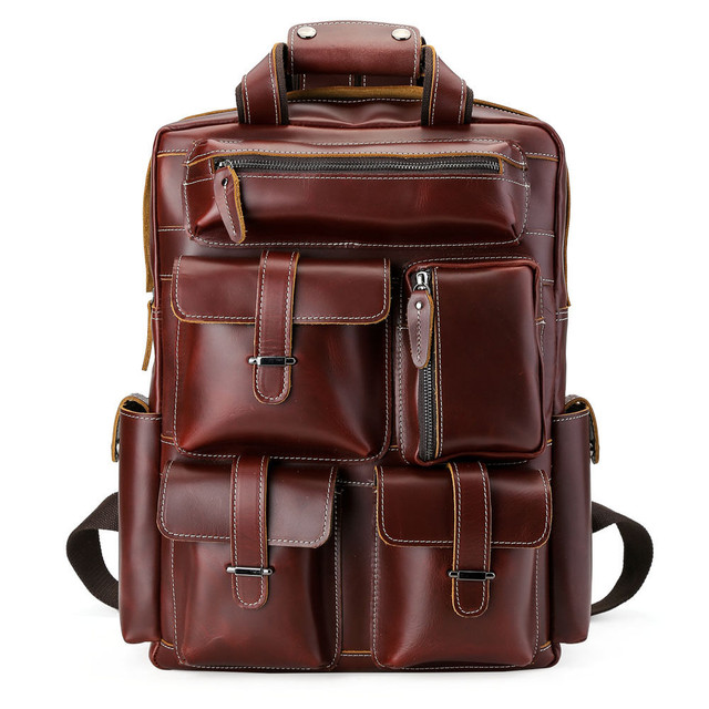 Burgundy Moroccan Handcrafted Leather Backpack