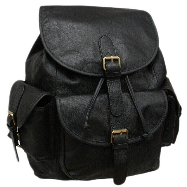Premium Black Moroccan Leather Backpack - Handcrafted Elegance & Durability