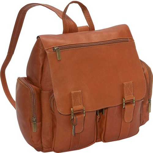 Moroccan Handcrafted Saddle Tan Leather Backpack - Premium Design with Multiple Pockets