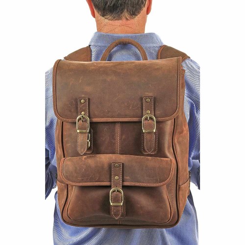 Timeless Vintage Brown Leather Moroccan Backpack, Handcrafted Luxury Bag