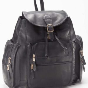 Premium Moroccan Leather Backpack - Handcrafted Black Design