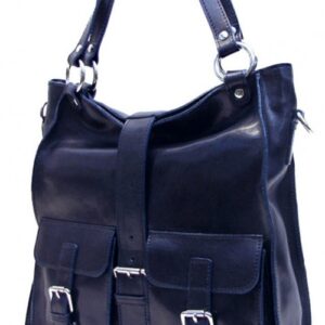 Vintage Blue Leather Handbag | Moroccan Artisan Crafted