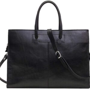 Premium Black Moroccan Leather Handbag with Spacious Compartments