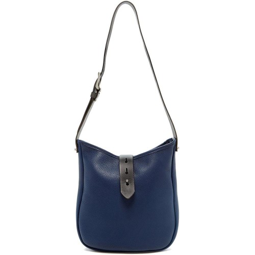 Dark Blue Moroccan Leather Handbag | Handcrafted Vintage Charm